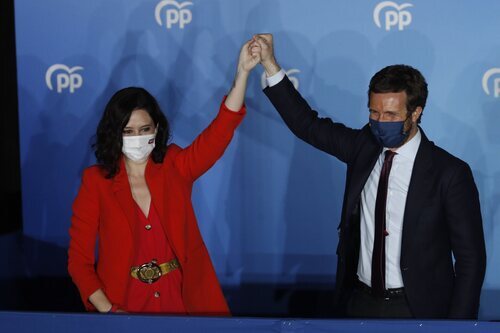 Casado y Ayuso en Génova tras su victoria en las elecciones madrileñas