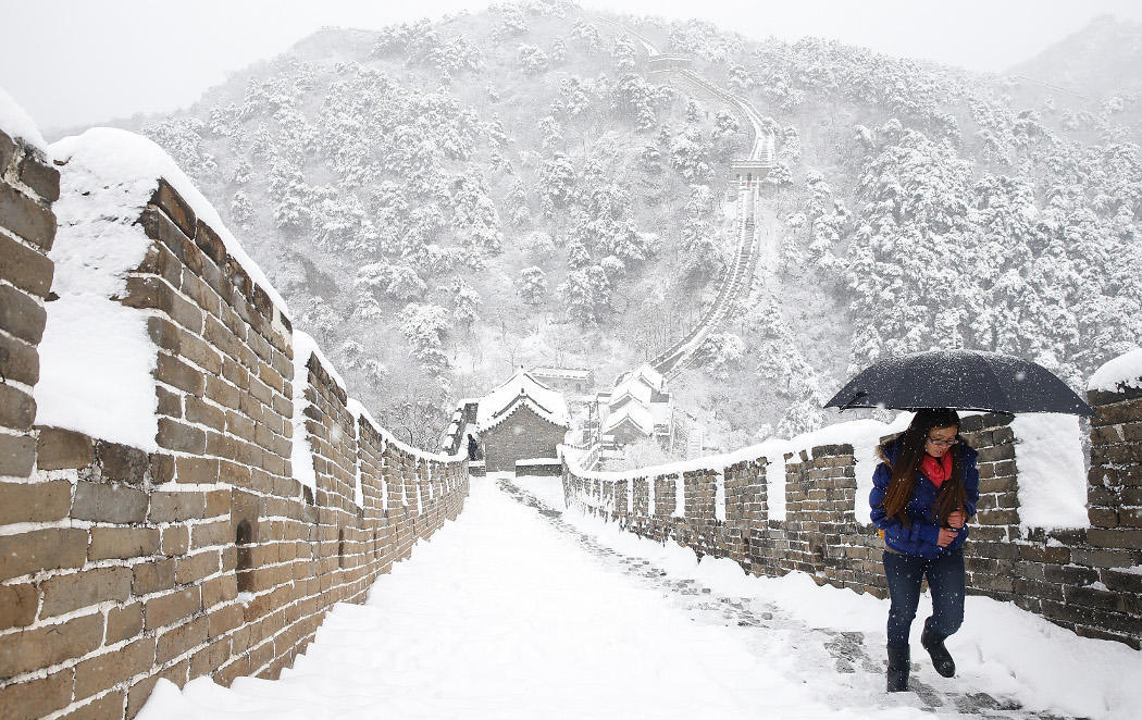 La Gran Muralla china bajo la nieve