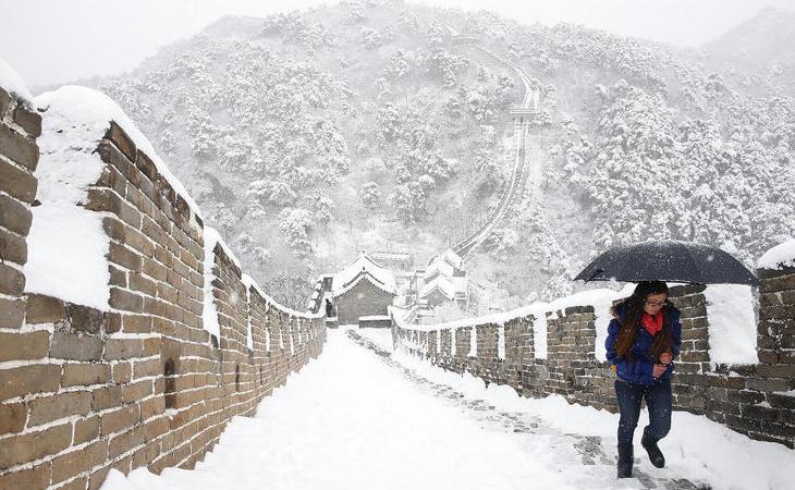 La Gran Muralla china bajo la nieve