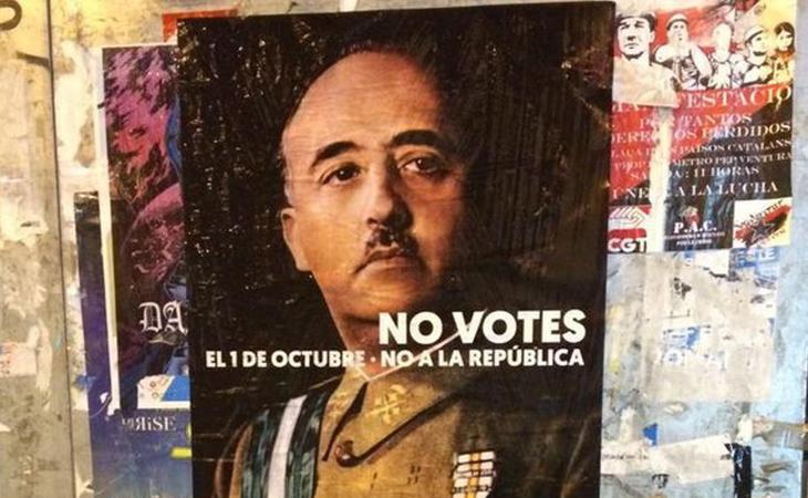 Los independentistas lanzan carteles de Franco en el aniversario del comienzo de la Guerra Civil para llamar al voto el 1-O