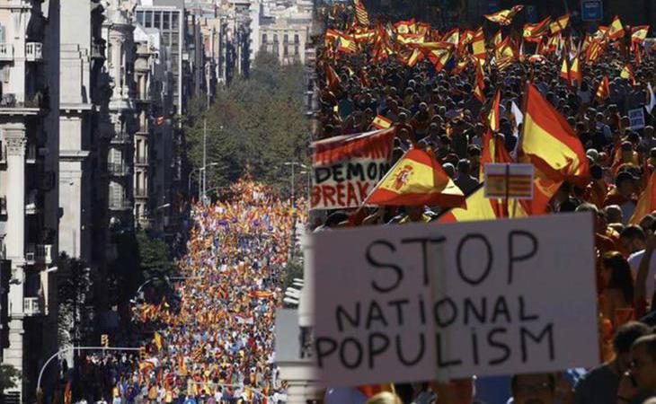 PP, Ciudadanos se manifiestan en Barcelona por la unidad de España