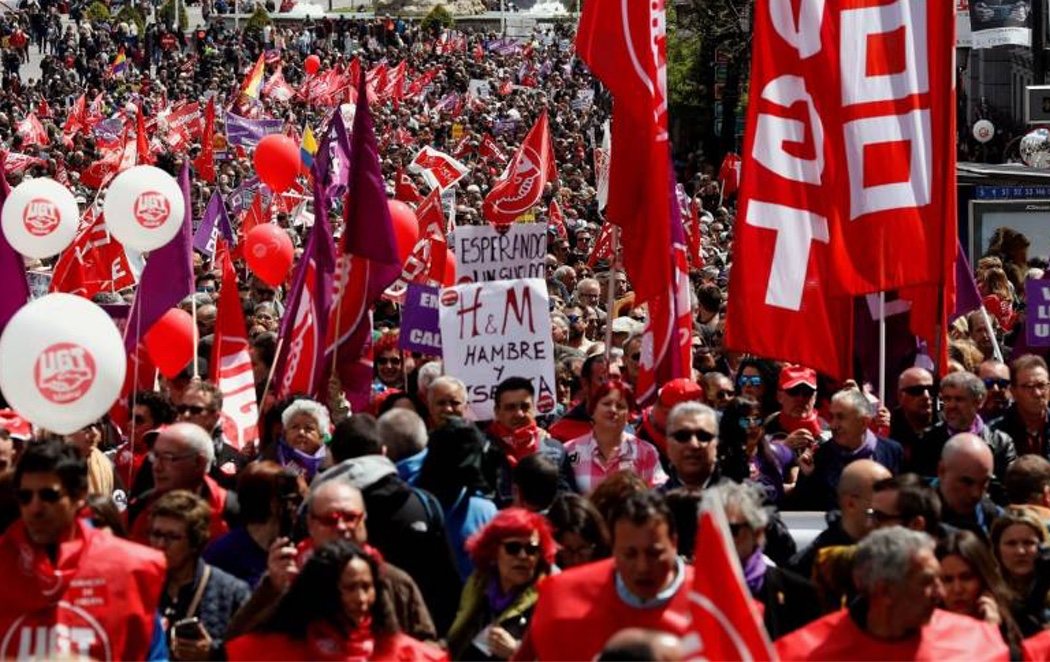 Multitudinarias manifestaciones en 70 ciudades españolas por el Día del Trabajador