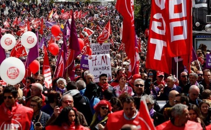 Multitudinarias manifestaciones en 70 ciudades españolas por el Día del Trabajador