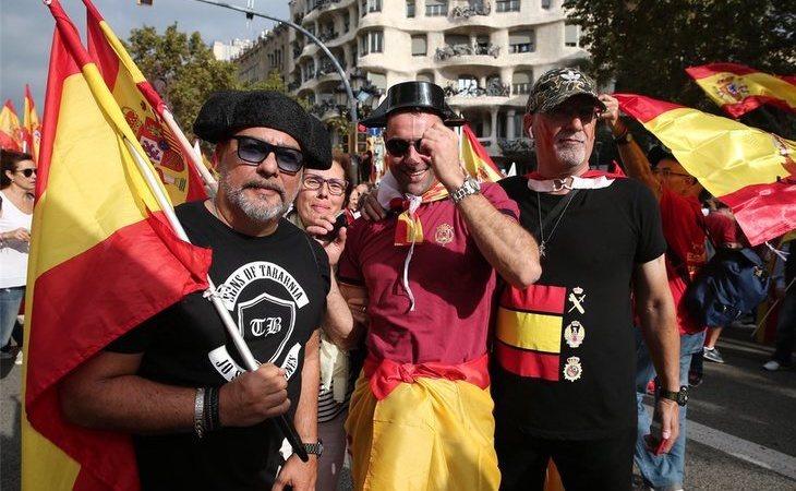 Manifestación en Barcelona por la unidad de España en el 12-O