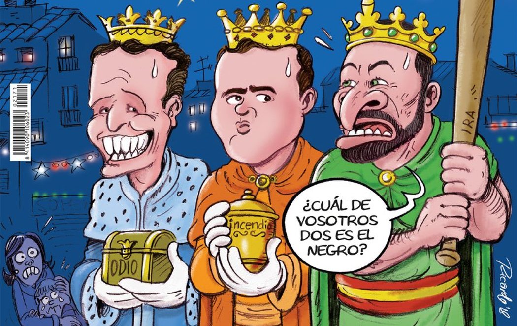 La última portada del año de El Jueves: Casado, Rivera y Abascal como los Reyes Magos del odio