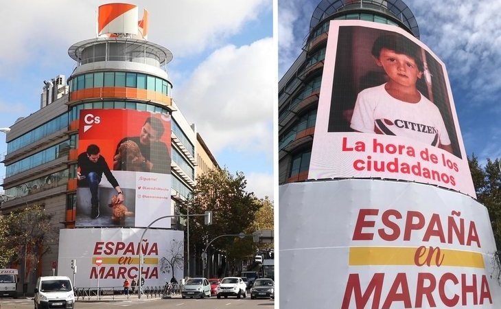 Surrealismo en Ciudadanos: ilustra su sede con una foto de Rivera de niño tras retirar al caniche Lucas