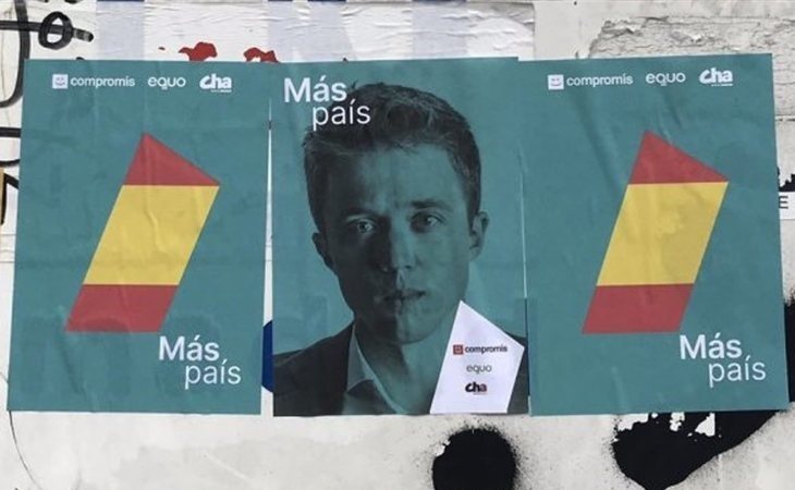 Errejón añade la bandera de España en la propaganda electoral