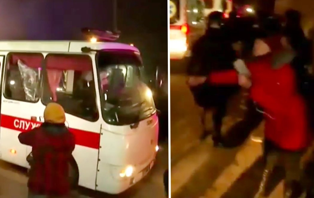 Atacan a pedradas varios autobuses en Ucrania con evacuados de Wuhan por el coronavirus