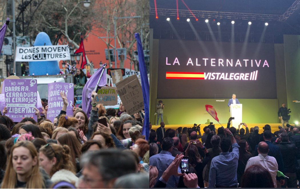 El mundo se tiñe de morado por el 8M mientras VOX lo contraprograma atacando al feminismo