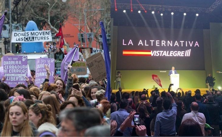 El mundo se tiñe de morado por el 8M mientras VOX lo contraprograma atacando al feminismo