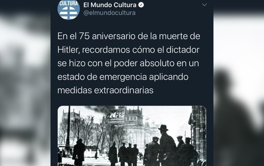 Críticas al diario El Mundo por comparar el auge del nazismo con el actual estado de alarma