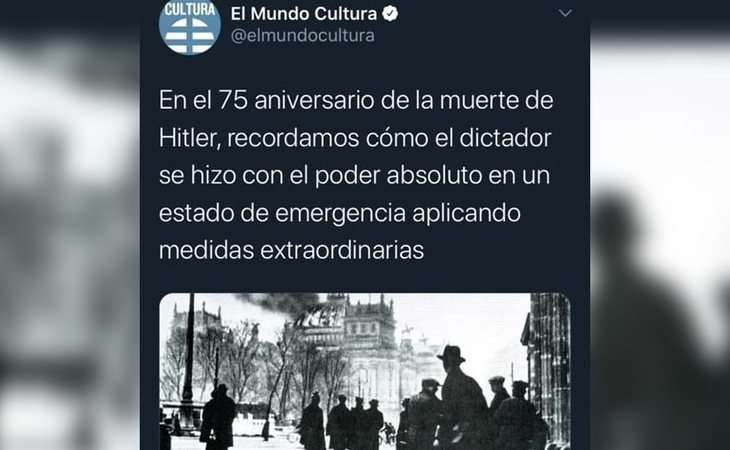 Críticas al diario El Mundo por comparar el auge del nazismo con el actual estado de alarma