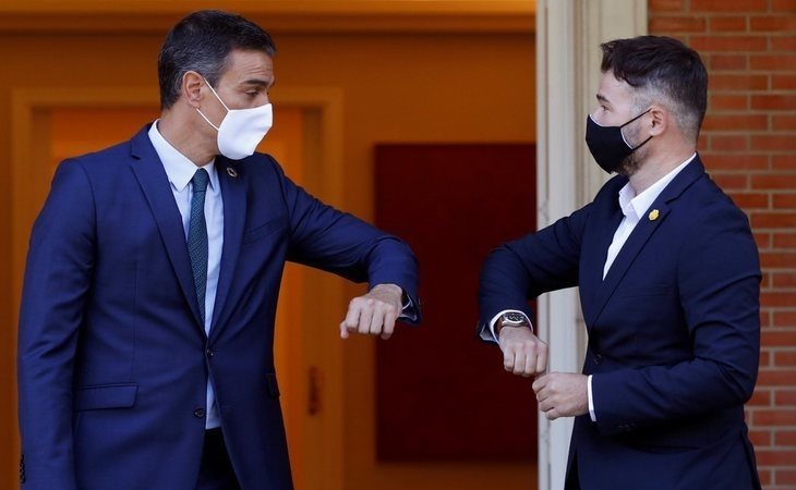 Reunión entre Pedro Sánchez y Gabriel Rufián (ERC) para apoyar los presupuestos y ponen fecha a la mesa de diálogo