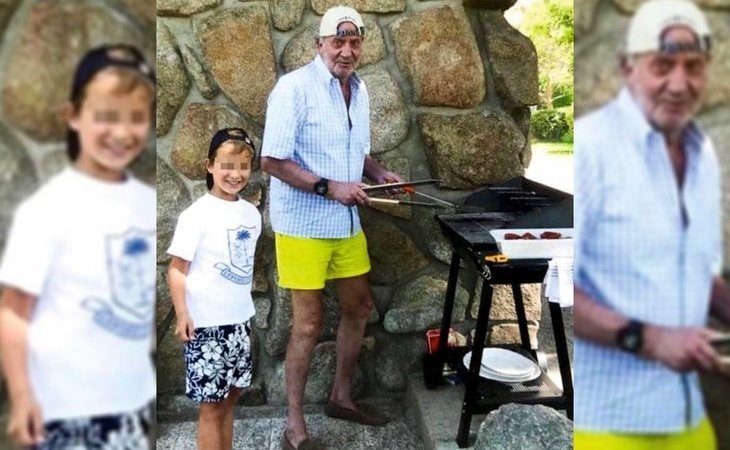 Imagen inédita del rey Juan Carlos, de barbacoa, con gorra y bermudas, con el hijo de Corinna