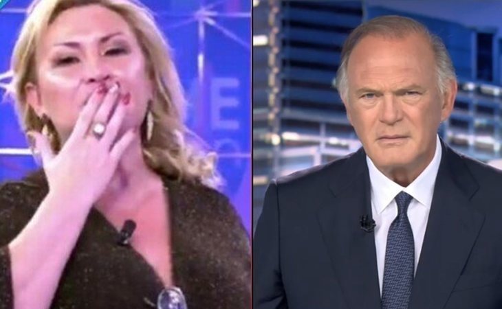 Surrealismo puro: Raquel Mosquera, desde 'Sálvame', da paso a Informativos Telecinco y la cara de Piqueras es un poema