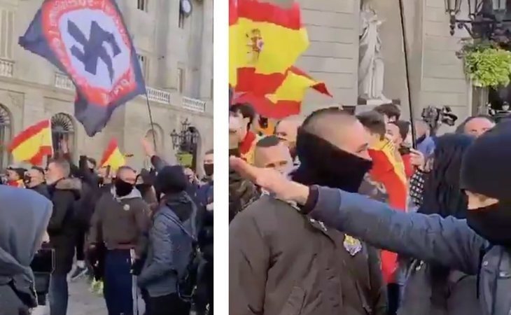Varios militantes neonazis acompañan a VOX en su acto de Barcelona "por la Constitución"