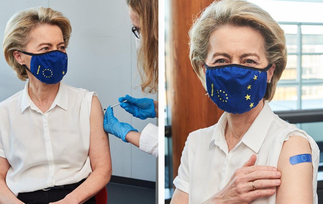 Ursula von der Leyen, presidenta de la Comisión Europea, se vacuna contra el coronavirus