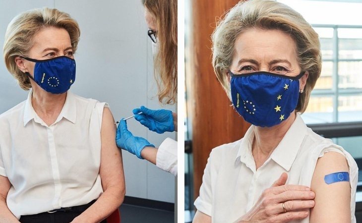 Ursula von der Leyen, presidenta de la Comisión Europea, se vacuna contra el coronavirus