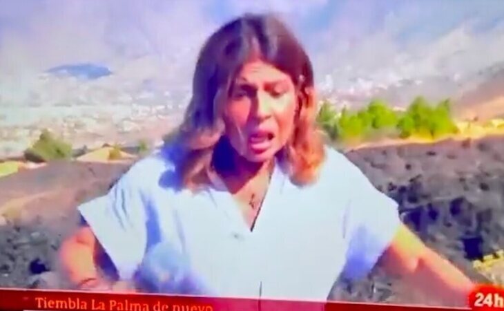 Una reportera de TVE, sorprendida en pleno directo por un terremoto de gran intensidad en La Palma