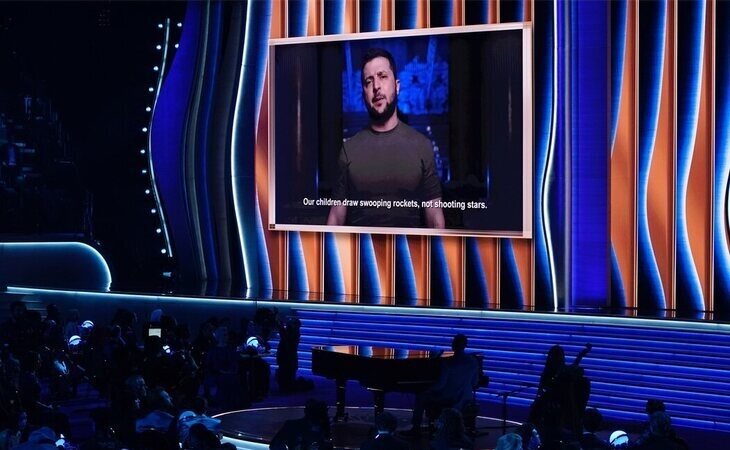 Zelenski interviene en los Grammy: "Nada es más contrario a la música que el silencio de la gente asesinada"