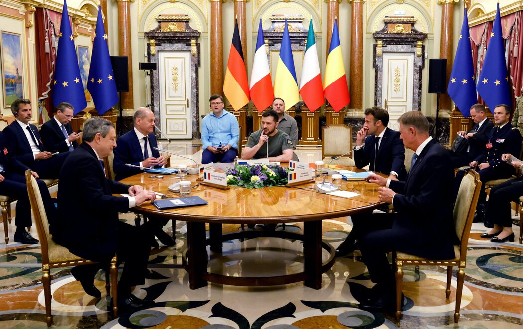 Macron, Scholz, Draghi y Iohannis se reúnen con Zelenski