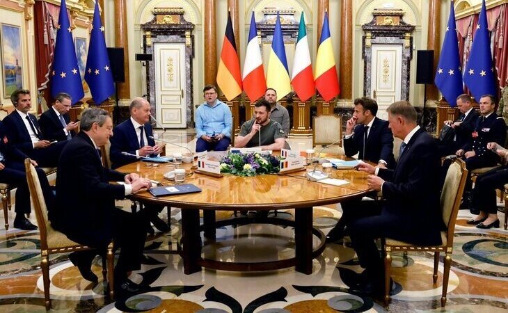 Macron, Scholz, Draghi y Iohannis se reúnen con Zelenski