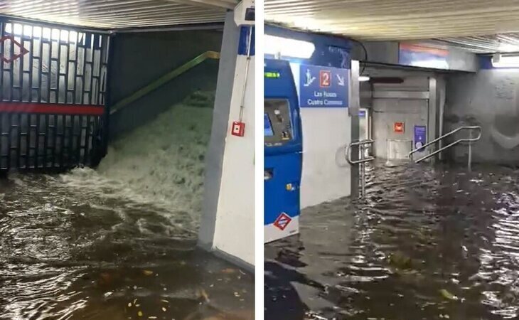 El metro de Madrid se inunda por el temporal y le llueven las críticas a Ayuso y Almeida