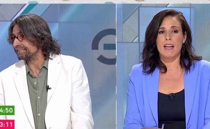 El candidato de Sumar evita mirar a la representante de VOX en el debate de Canal Sur por el 23J