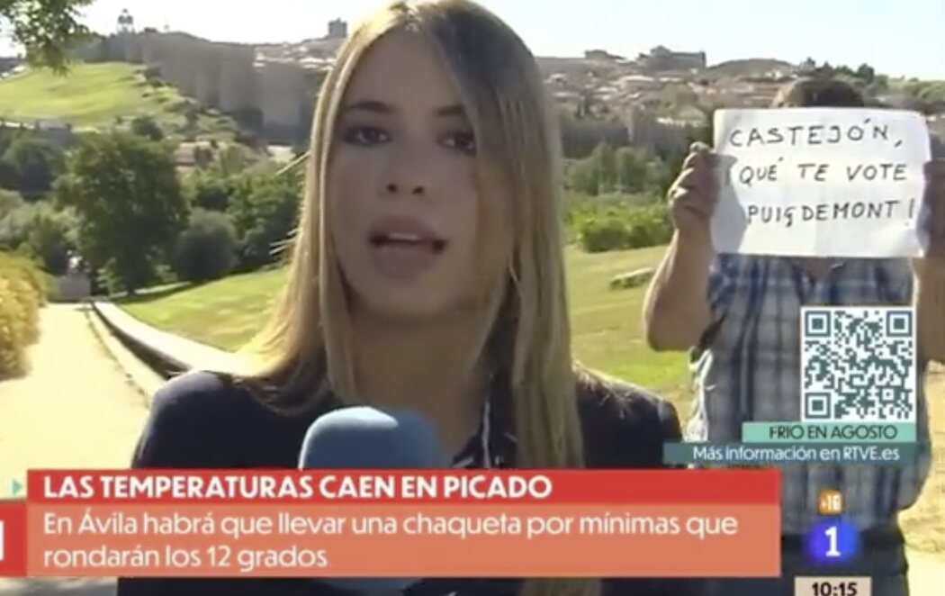 Un espontáneo se cuela en directo en TVE: "Castejón, que te vote Puigdemont"