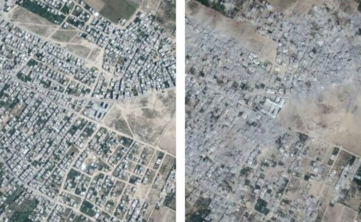 Imágenes de satélite muestran el antes y el después de Gaza ante la destrucción de los bombardeos israelíes