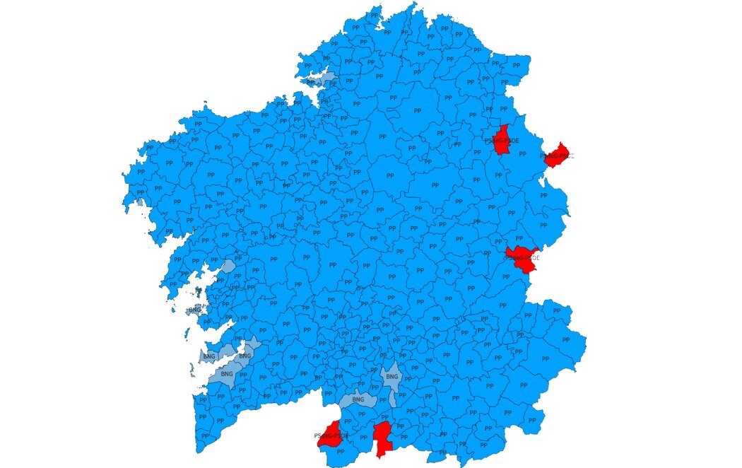 El PP arrasa en Galicia: es el partido más votado en 299 de los 315 municipios