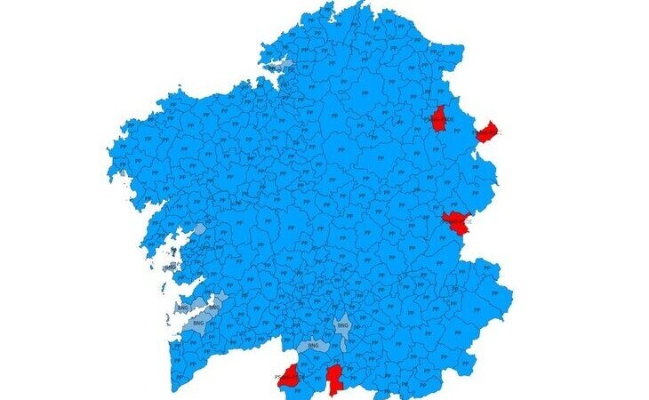 El PP arrasa en Galicia: es el partido más votado en 299 de los 315 municipios