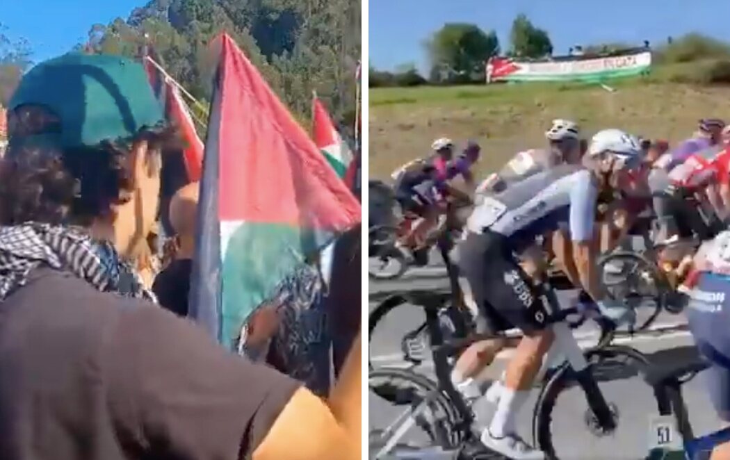 Organizan una cacerolada contra Israel en la Vuelta al paso de Cabezón de la Sal (Cantabria)