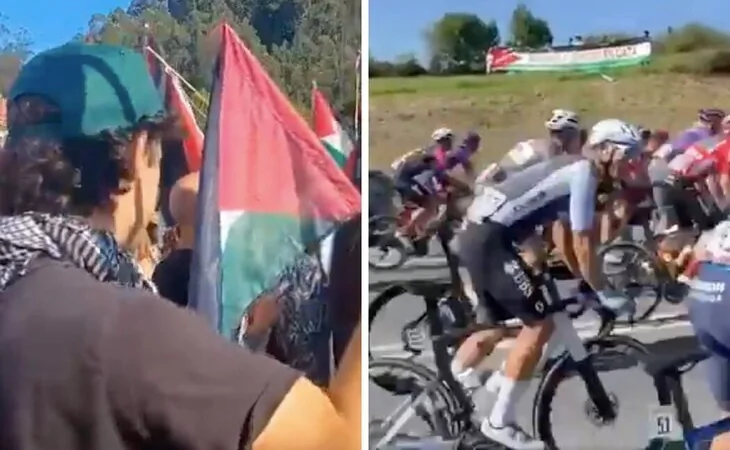 Organizan una cacerolada contra Israel en la Vuelta al paso de Cabezón de la Sal (Cantabria)