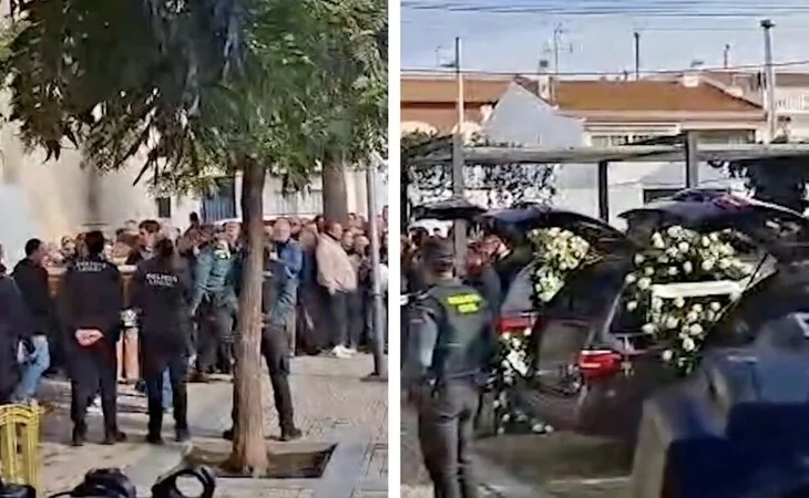 Multitudinaria despedida a la familia Zamorano-Álvarez en Aljaraque tras el accidente de Adamuz
