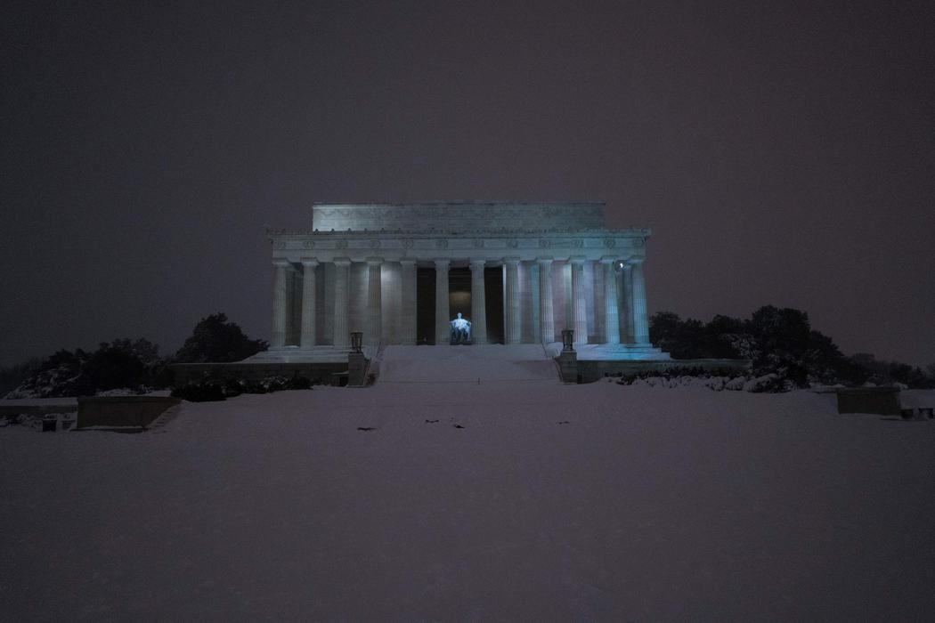 El Monumento a Lincoln bajo la nieve