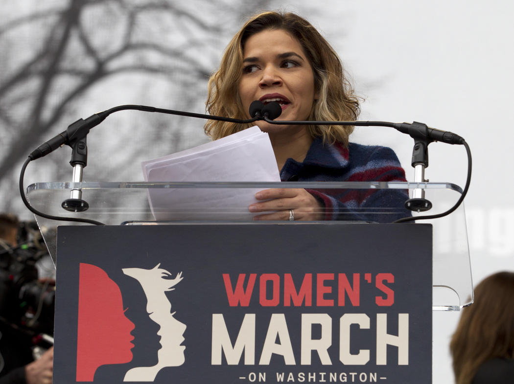 America Ferrera durante su discurso en la Women's March