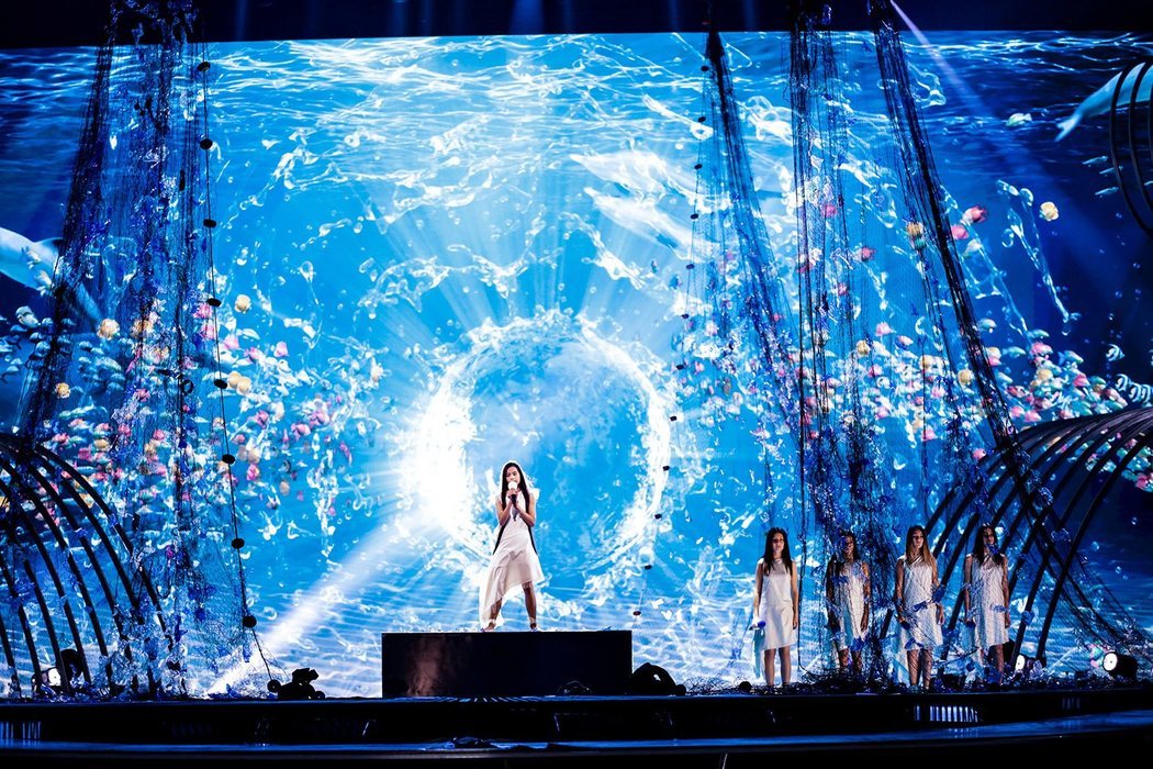 Melani durante el primer ensayo de Eurovisión Junior 2019